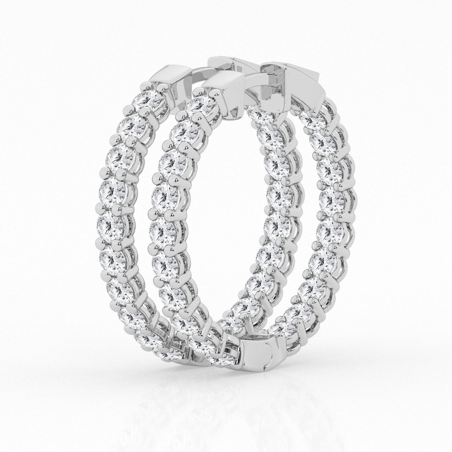 3 CTW Lab Grown Round Diamond Inside Out Hoop Earrings