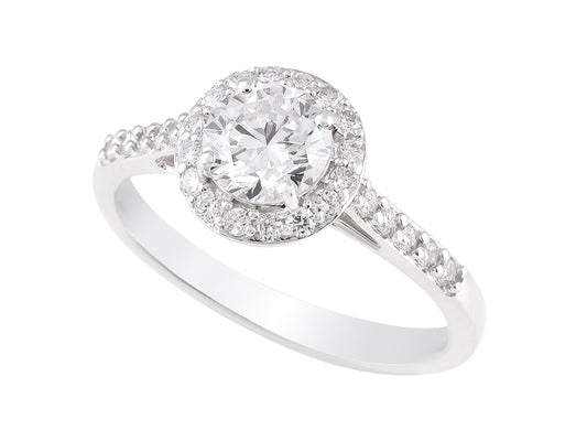 1 CT Lab Grown Diamond Platinum Alternative Round Halo engagement ring