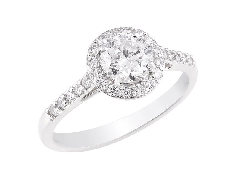 1 CT Lab Grown Diamond Platinum Alternative Round Halo engagement ring