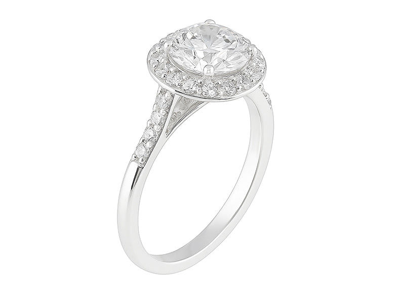 2 CT Lab Grown Diamond Platinum Alternative Round Halo engagement ring