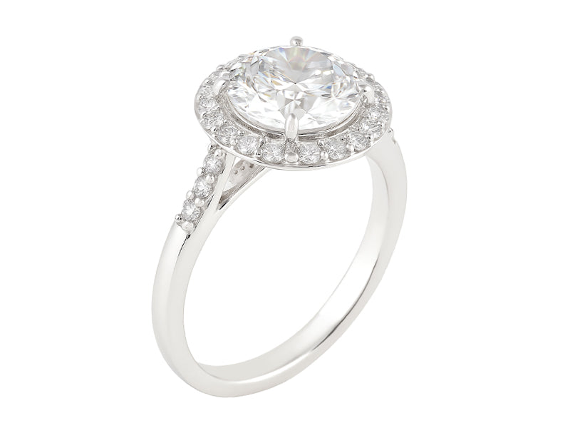 3 CT Lab Grown Diamond Platinum Alternative Round Halo engagement ring