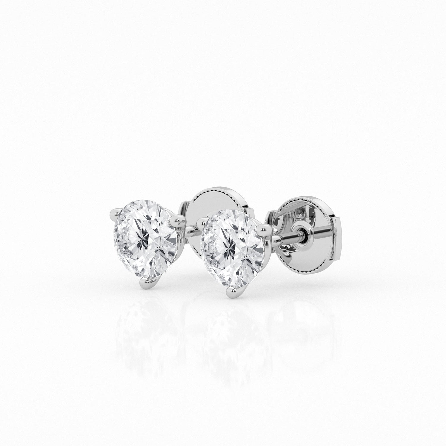 Robert Michael Lab-Grown Diamond Stud Earrings in 3-Prong Martini Set in White Gold