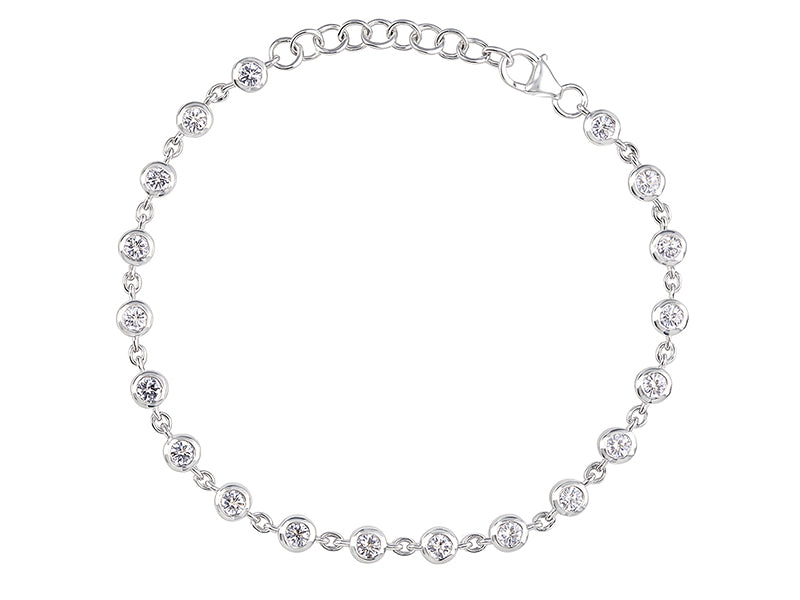 2 CTW Lab Grown Diamond Platinum Alternative 19 stone Bracelet