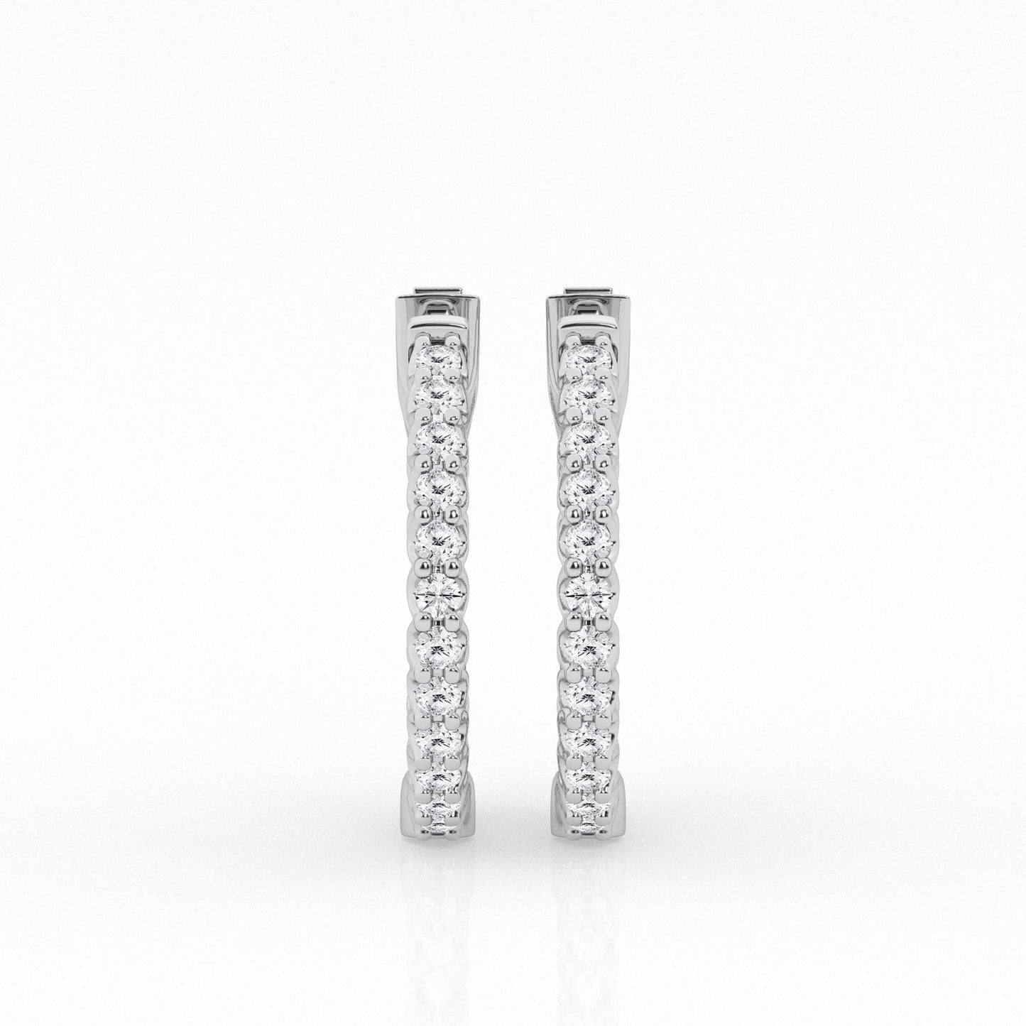 1 CTW Lab Grown Round Diamond Inside Out Hoop Earrings