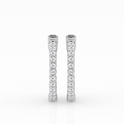 1 CTW Lab Grown Round Diamond Inside Out Hoop Earrings