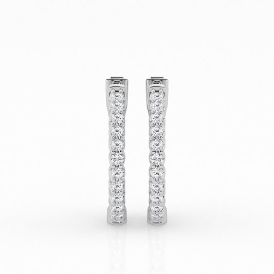 1 CTW Lab Grown Round Diamond Inside Out Hoop Earrings