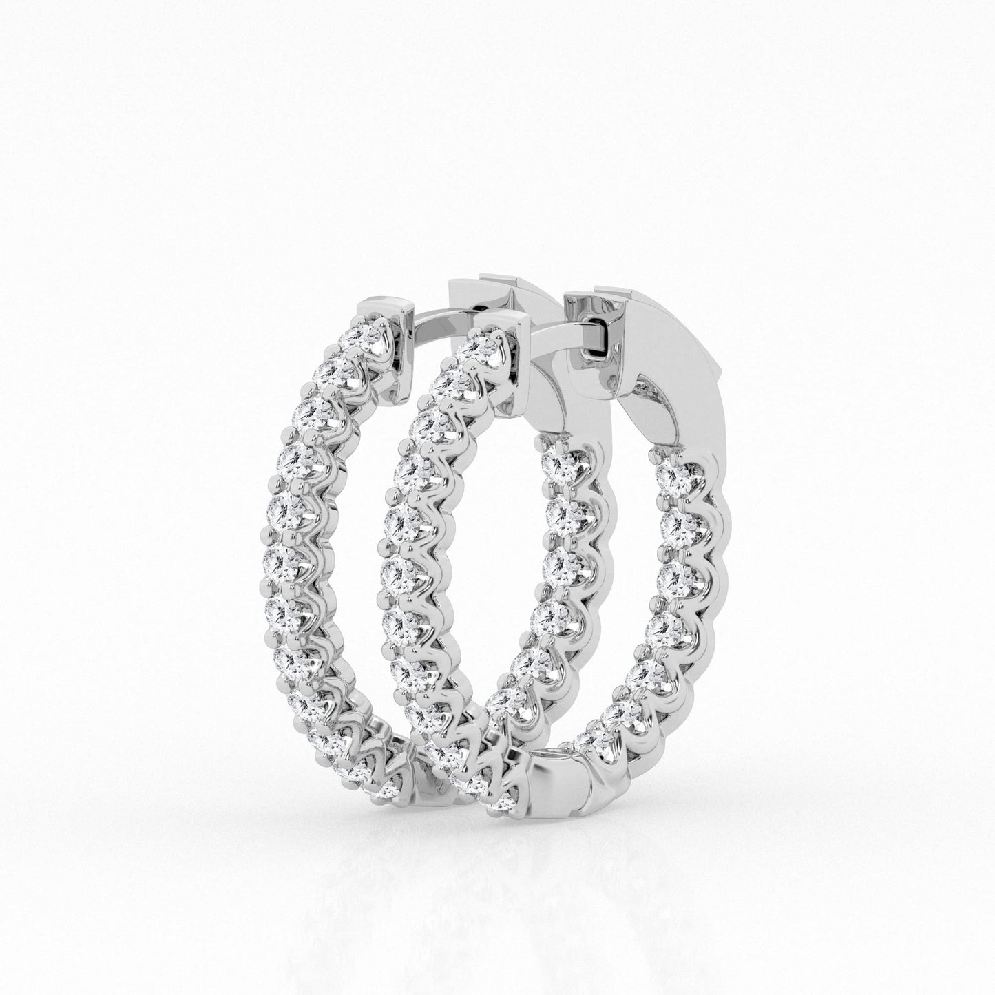 1 CTW Lab Grown Round Diamond Inside Out Hoop Earrings