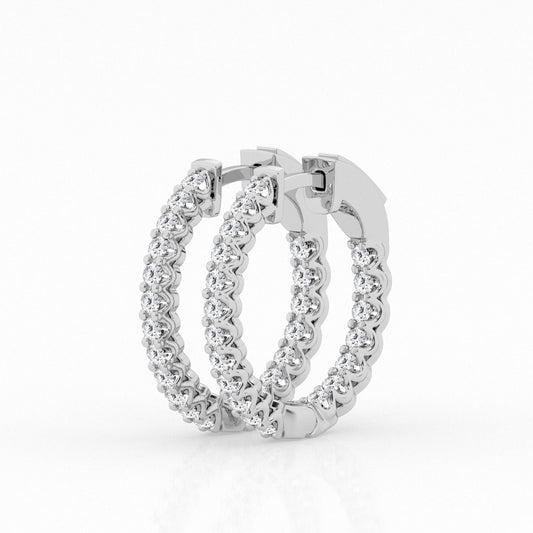 1 CTW Lab Grown Round Diamond Inside Out Hoop Earrings