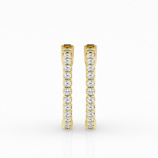 1 CTW Lab Grown Round Diamond Inside Out Hoop Earrings