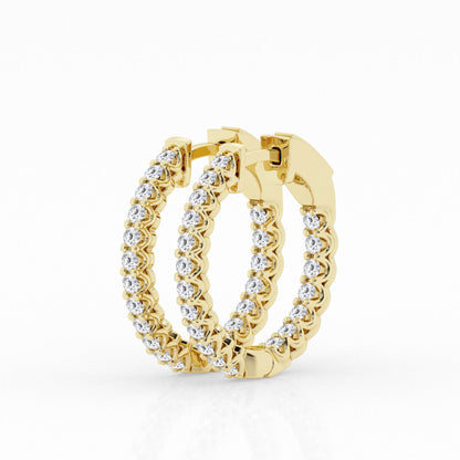 1 CTW Lab Grown Round Diamond Inside Out Hoop Earrings