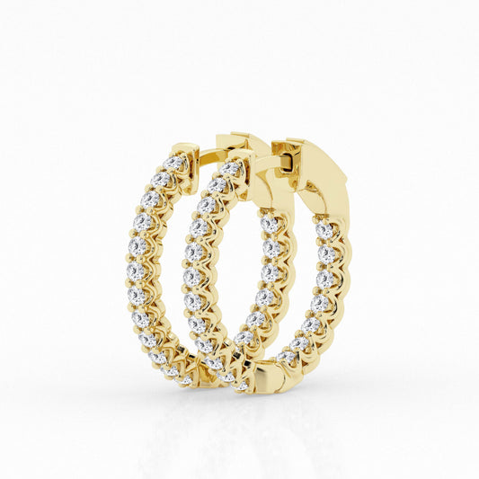 1 CTW Lab Grown Round Diamond Inside Out Hoop Earrings