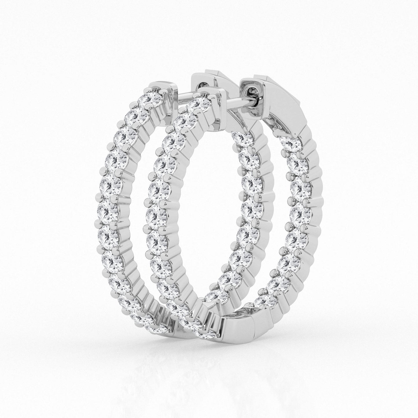 2 CTW Lab Grown Round Diamond Inside Out Hoop Earrings