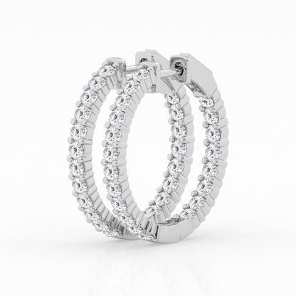 2 CTW Lab Grown Round Diamond Inside Out Hoop Earrings