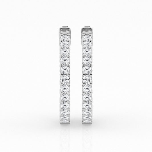 2 CTW Lab Grown Round Diamond Inside Out Hoop Earrings