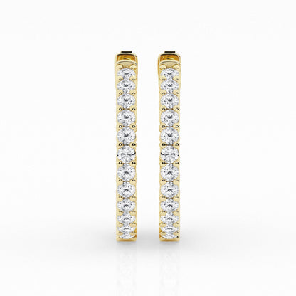 2 CTW Lab Grown Round Diamond Inside Out Hoop Earrings