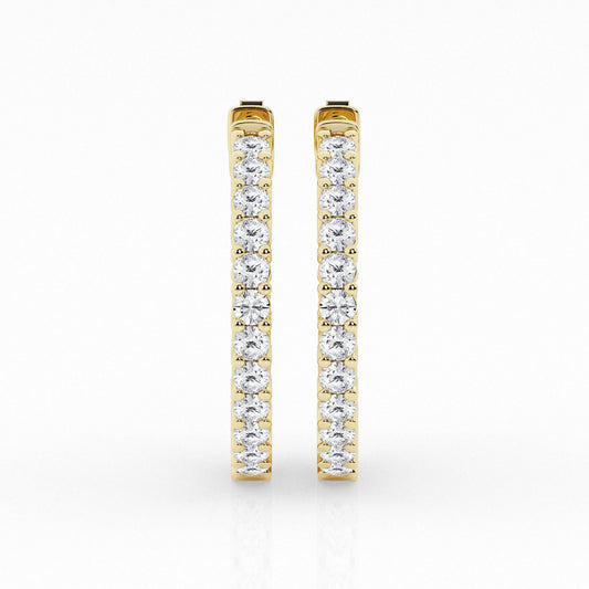 2 CTW Lab Grown Round Diamond Inside Out Hoop Earrings