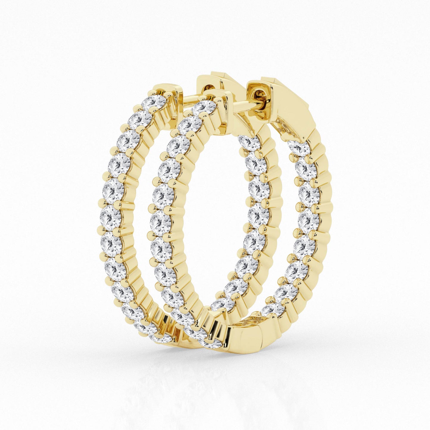 2 CTW Lab Grown Round Diamond Inside Out Hoop Earrings