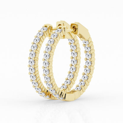 2 CTW Lab Grown Round Diamond Inside Out Hoop Earrings