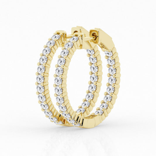 2 CTW Lab Grown Round Diamond Inside Out Hoop Earrings