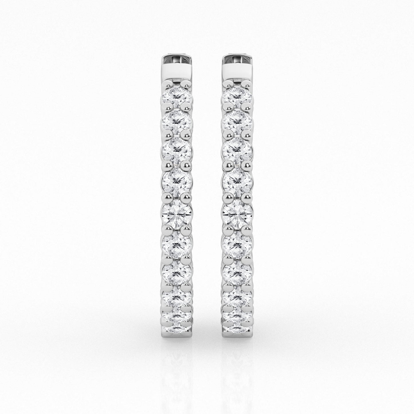 3 CTW Lab Grown Round Diamond Inside Out Hoop Earrings
