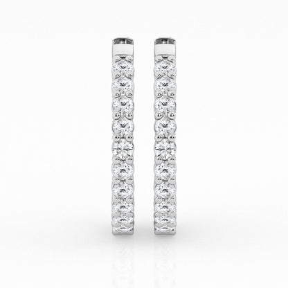 3 CTW Lab Grown Round Diamond Inside Out Hoop Earrings