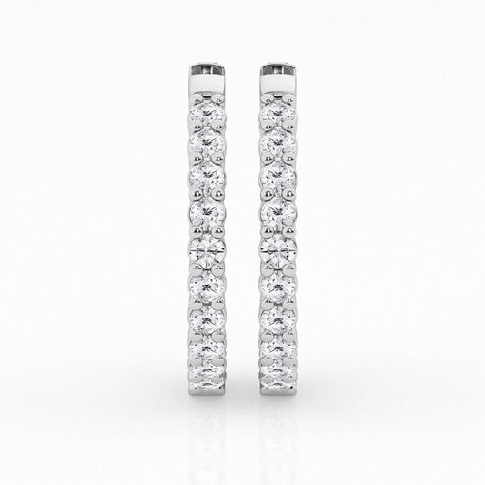 3 CTW Lab Grown Round Diamond Inside Out Hoop Earrings