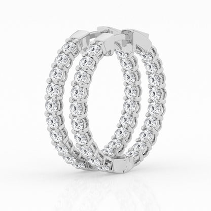 3 CTW Lab Grown Round Diamond Inside Out Hoop Earrings