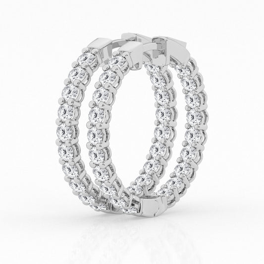3 CTW Lab Grown Round Diamond Inside Out Hoop Earrings