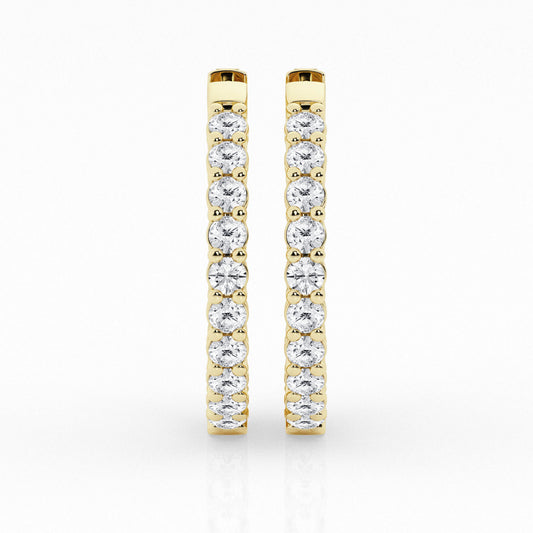 3 CTW Lab Grown Round Diamond Inside Out Hoop Earrings
