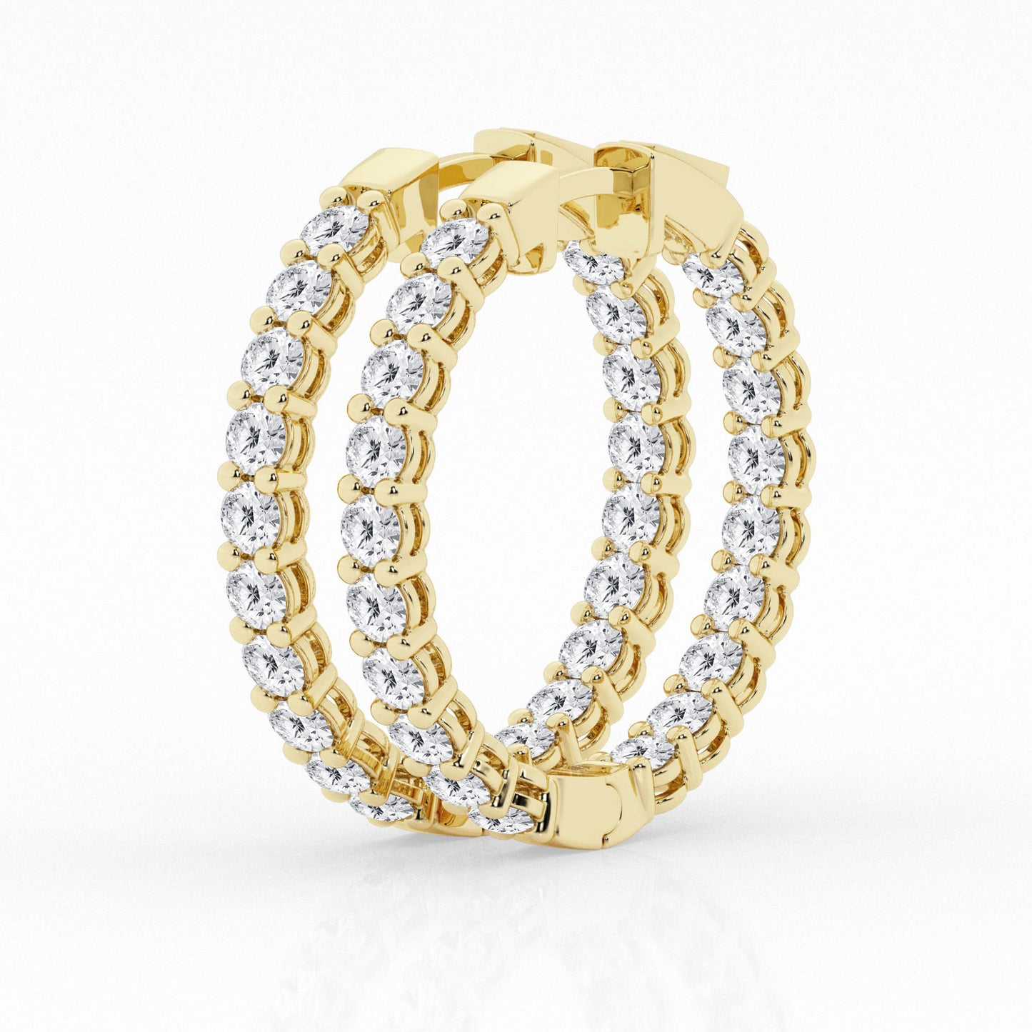 3 CTW Lab Grown Round Diamond Inside Out Hoop Earrings