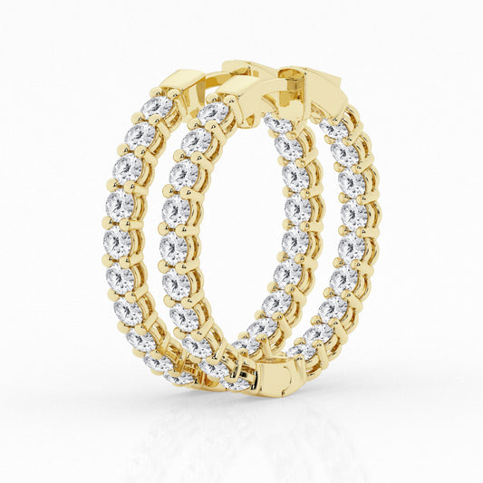 3 CTW Lab Grown Round Diamond Inside Out Hoop Earrings