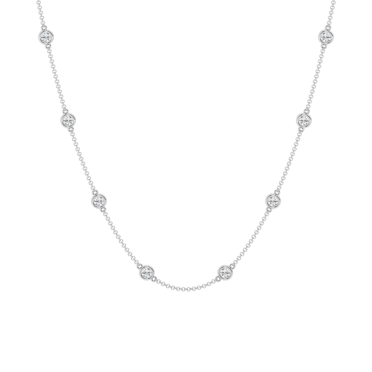 2 CTW Lab Grown Diamond Bezel Necklace – 14 Stones