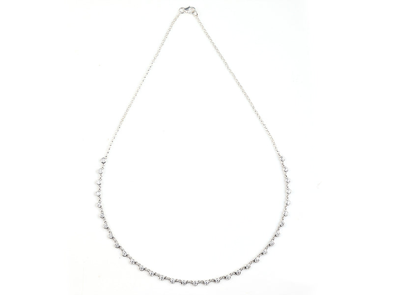 2 CTW Lab Grown Diamond Platinum Alternative 33 stone Necklace
