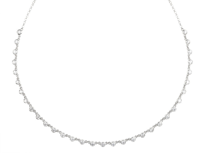 2 CTW Lab Grown Diamond Platinum Alternative 33 stone Necklace