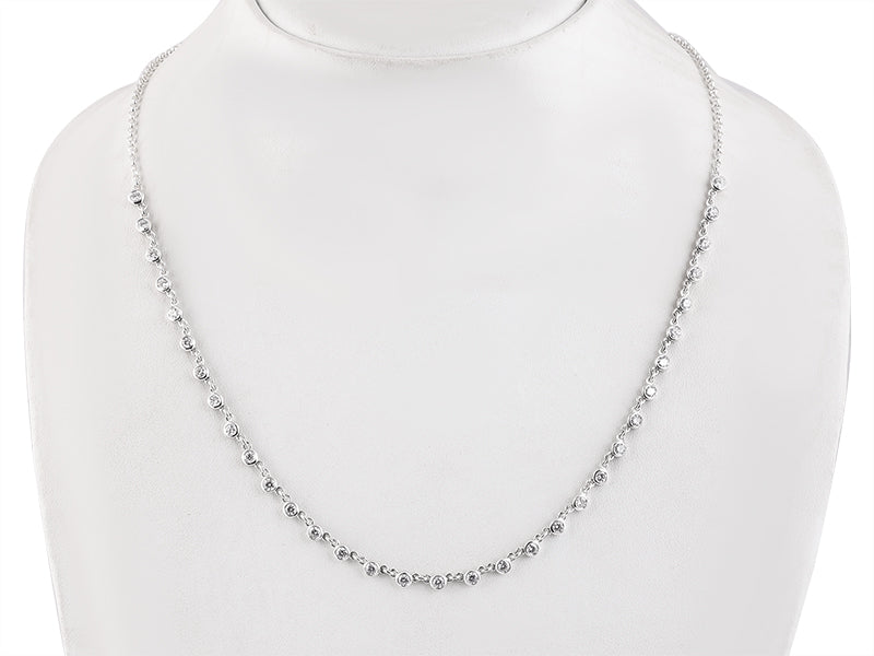 2 CTW Lab Grown Diamond Platinum Alternative 33 stone Necklace