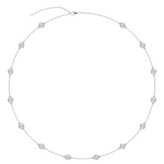 3 CTW Lab Grown Diamond Bezel Necklace – 14 Stones