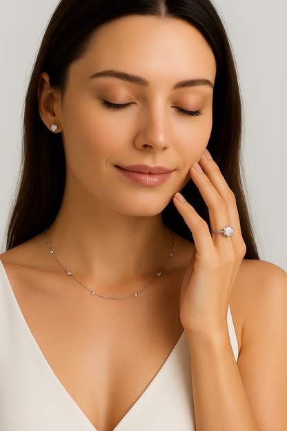 2 CTW Lab Grown Diamond Bezel Necklace – 14 Stones