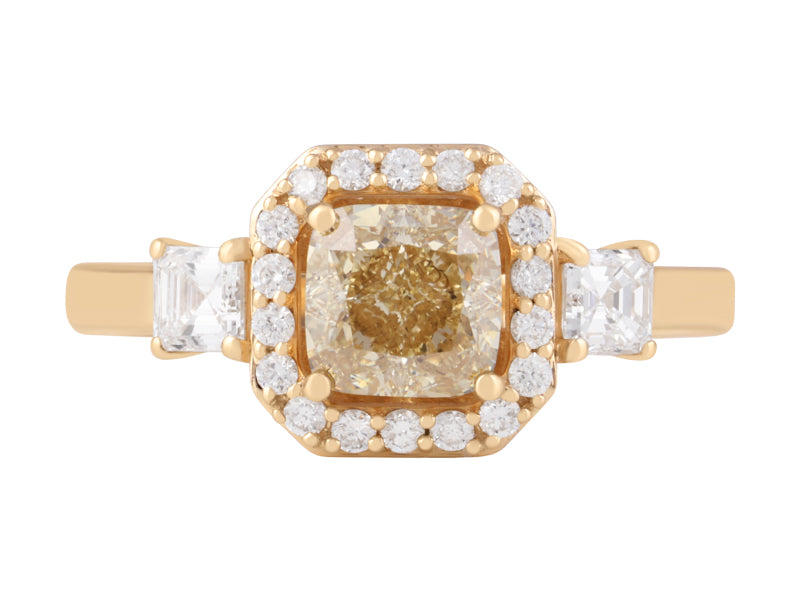 1.5 CTW Yellow Lab Grown Diamond Multi stone ring