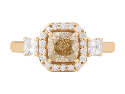 1.5 CTW Yellow Lab Grown Diamond Multi stone ring