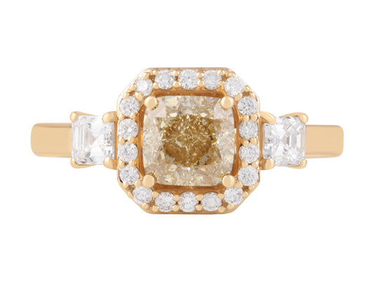 1.5 CTW Yellow Lab Grown Diamond Multi stone ring