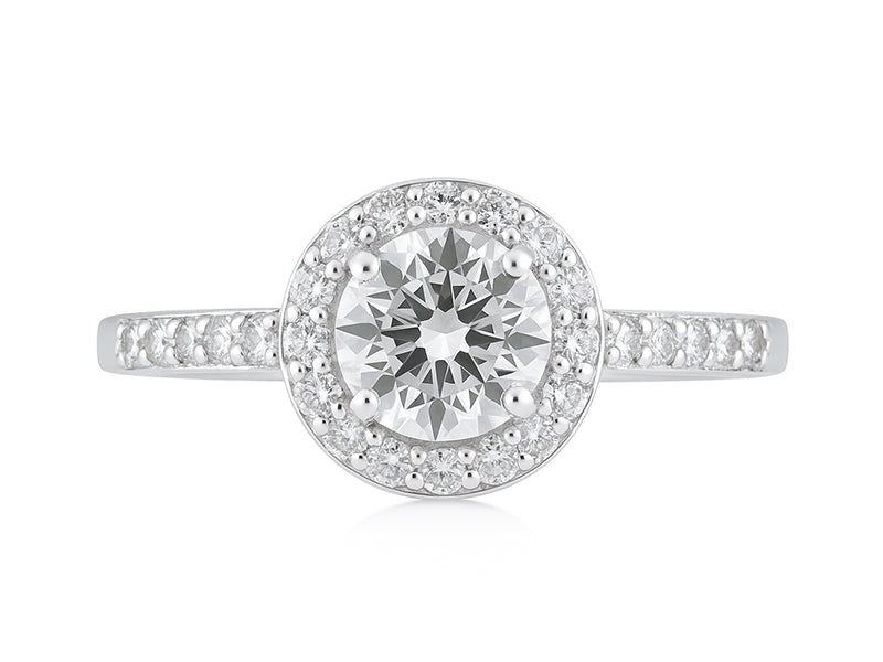 1 CT Lab Grown Diamond Platinum Alternative Round Halo engagement ring