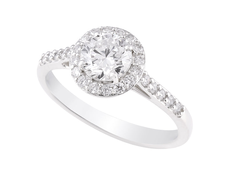 1 CT Lab Grown Diamond Platinum Alternative Round Halo engagement ring