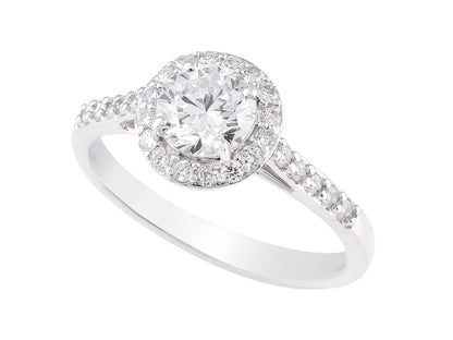 1 CT Lab Grown Diamond Platinum Alternative Round Halo engagement ring