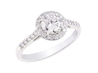 1 CT Lab Grown Diamond Platinum Alternative Round Halo engagement ring