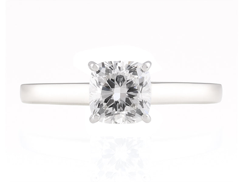 1 CT Lab Grown Diamond Platinum Alternative cushion cut engagement ring