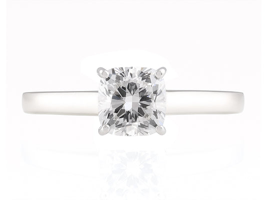 1 CT Lab Grown Diamond Platinum Alternative cushion cut engagement ring