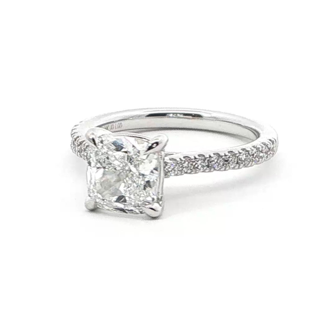 2 CT - 18 Rd Lab Grown Cushion Cut Diamond Engagement Ring