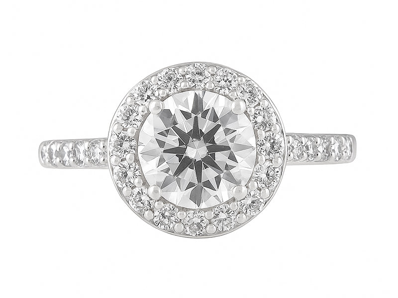 2 CT Lab Grown Diamond Platinum Alternative Round Halo engagement ring