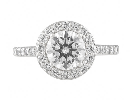 2 CT Lab Grown Diamond Platinum Alternative Round Halo engagement ring