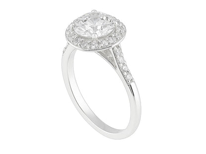 2 CT Lab Grown Diamond Platinum Alternative Round Halo engagement ring